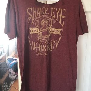 Off the shoulder snake eye whiskey t shirt